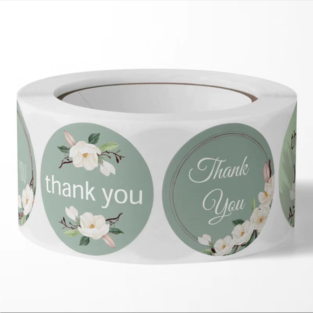 500 Roll White Flower Thank You Stickers 1" Round PRICE IS FIRM - Picture 5 of 5